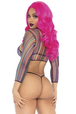 LEG AVENUE Colorful Fishnet Bikini And Crop Top Set -3 Wish Sexy Shop L81607 02 101 42180