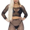 LEG AVENUE Rhinestone Fishnet Top And Bike Shorts