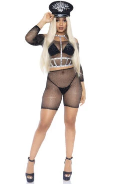 LEG AVENUE Rhinestone Fishnet Top And Bike Shorts -3 Wish Sexy Shop L81608 05 001 37205