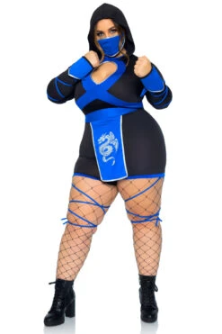 LEG AVENUE Plus Size Dragon Ninja Costume -3 Wish Sexy Shop L85401X BlackBlue Front 2