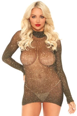 LEG AVENUE Shimmer Fishnet Mini Chemise