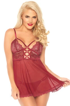 LEG AVENUE Lace Up Mesh Babydoll Set -3 Wish Sexy Shop L86108 01 036 front 66983 0b972d83 dc17 4ef6 9439 6a44c8ce4544