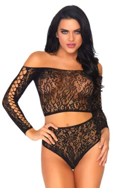 LEG AVENUE Seamless Patterned Crop Top And Panty -3 Wish Sexy Shop L86793 01 001 74109 3044565c 11a1 48e5 9859 11d723ad033b