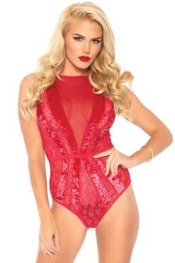LEG AVENUE Velvet And Lace Teddy