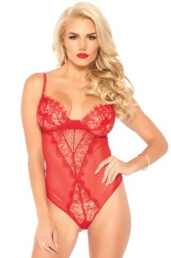 LEG AVENUE Eyelash Lace And Mesh Teddy