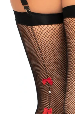 LEG AVENUE Bow Backseam Fishnet Stockings