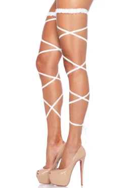 LEG AVENUE Garter Leg Wraps -3 Wish Sexy Shop L9142 white 80306