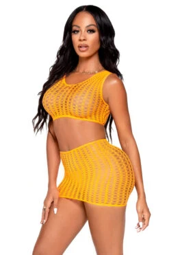 LEG AVENUE Neon Seamless Dance Set -3 Wish Sexy Shop LA81651 neon orange front 1