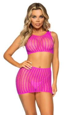 LEG AVENUE Neon Seamless Dance Set -3 Wish Sexy Shop LA81651 neon pink front 6