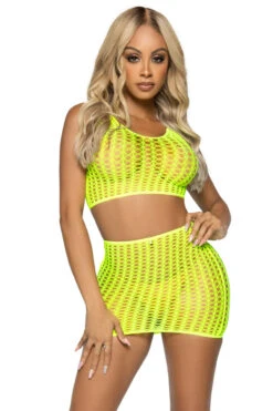 LEG AVENUE Neon Seamless Dance Set -3 Wish Sexy Shop LA81651 neon yellow front 3