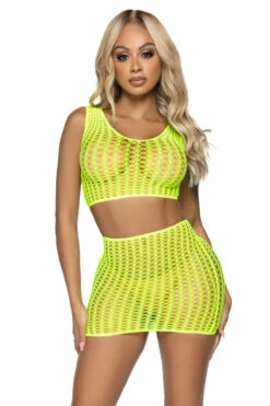 LEG AVENUE Neon Seamless Dance Set -3 Wish Sexy Shop LA81651 neon yellow front 4