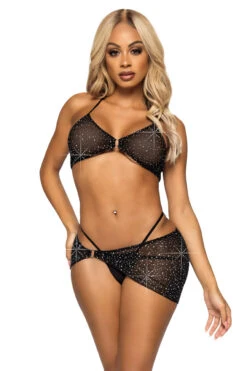 LEG AVENUE Euphoric Sparkle Bra Set 18 LEG AVENUE Euphoric Sparkle Bra Set -3 Wish Sexy Shop LA81652 black front 10