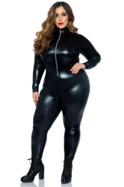 LEG AVENUE Plus Size Wet Look Bodysuit