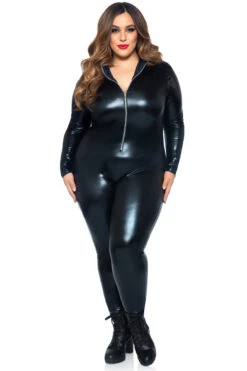 LEG AVENUE Plus Size Wet Look Bodysuit -3 Wish Sexy Shop LA85047X front 001 56670
