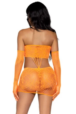 LEG AVENUE Strapless Patterned Cut Out Chemise -3 Wish Sexy Shop LA86133 orange back