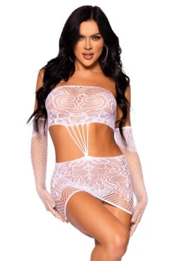 LEG AVENUE Strapless Patterned Cut Out Chemise