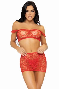 LEG AVENUE Heart Breaker Seamless Bra Set -3 Wish Sexy Shop LA86138 red front