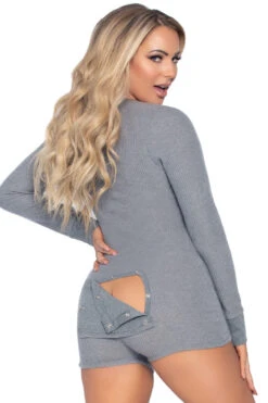 LEG AVENUE Long John Romper -3 Wish Sexy Shop LA86649 gray back