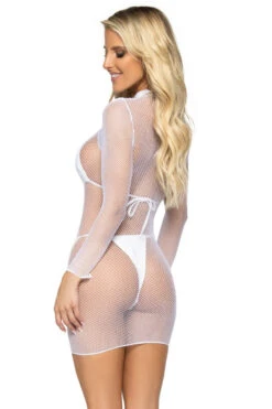 LEG AVENUE High Neck Net Chemise -3 Wish Sexy Shop LA86799 white back