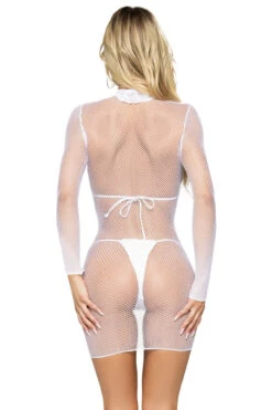 LEG AVENUE High Neck Net Chemise -3 Wish Sexy Shop LA86799 white back 1