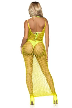 LEG AVENUE Long Fence Net Gown 17 LEG AVENUE Long Fence Net Gown -3 Wish Sexy Shop LA86963 lemon back v2