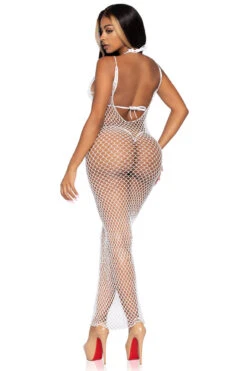 LEG AVENUE Long Fence Net Gown 28 LEG AVENUE Long Fence Net Gown -3 Wish Sexy Shop LA86963 white back