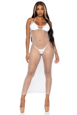 LEG AVENUE Long Fence Net Gown 26 LEG AVENUE Long Fence Net Gown -3 Wish Sexy Shop LA86963 white front 1