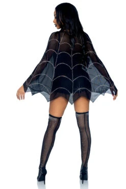 LEG AVENUE Sheer Rhinestone Spiderweb Poncho -3 Wish Sexy Shop LA87082 back 001 40320
