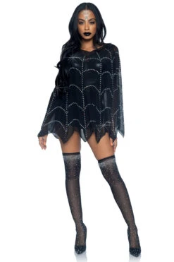LEG AVENUE Sheer Rhinestone Spiderweb Poncho