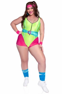 LEG AVENUE Plus Size 80s Workout Hottie Costume 6 LEG AVENUE Plus Size 80s Workout Hottie Costume -3 Wish Sexy Shop LA87125X Multicolor Front 1