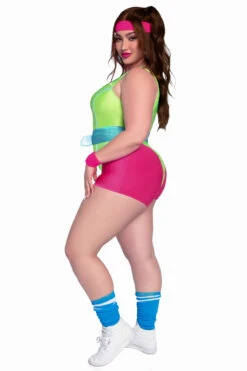LEG AVENUE Plus Size 80s Workout Hottie Costume 7 LEG AVENUE Plus Size 80s Workout Hottie Costume -3 Wish Sexy Shop LA87125X Multicolor Front 3