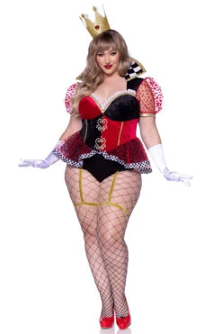 LEG AVENUE Plus Size Ravishing Red Queen Costume -3 Wish Sexy Shop LA87152X Black Red Front 3