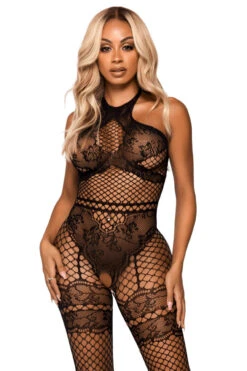 LEG AVENUE Net And Lace Sheer Bodystocking