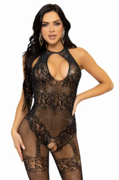LEG AVENUE Just Between Us Rhinestone Bodystocking