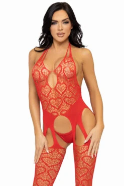 LEG AVENUE Heart Breaker Bodystocking 10 LEG AVENUE Heart Breaker Bodystocking -3 Wish Sexy Shop LA89306 red front