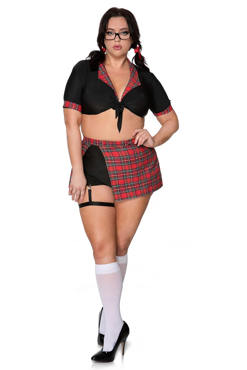 MUSIC LEGS Plus Size Plaid School Uniform Costume 1 MUSIC LEGS Plus Size Plaid School Uniform Costume