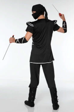 MUSIC LEGS Men's Ruthless Ninja Costume 7 MUSIC LEGS Men's Ruthless Ninja Costume -3 Wish Sexy Shop ML76609 black silver back