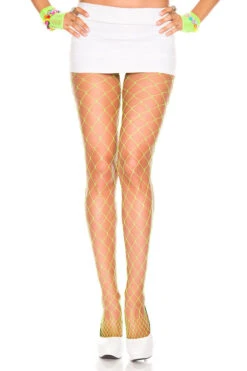 MUSIC LEGS Diamond Net Fishnet Pantyhose -3 Wish Sexy Shop ML9024 Neongreen 57680