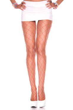 MUSIC LEGS Diamond Net Fishnet Pantyhose -3 Wish Sexy Shop ML9024 Neonorange 94003