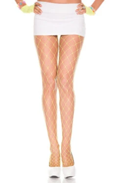 MUSIC LEGS Diamond Net Fishnet Pantyhose -3 Wish Sexy Shop ML9024 Neonyellow 97946
