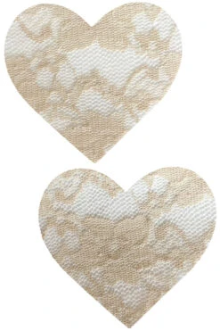 Beige Lace Heart Nipple Pasties