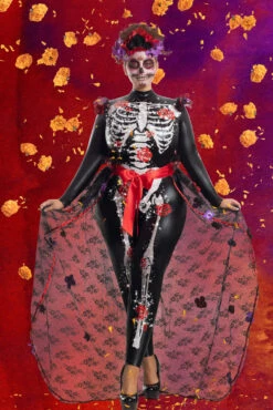 Plus Size Rosas Day Of The Dead Costume -3 Wish Sexy Shop PK2053XL Editorial w. background 72226