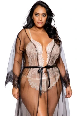 Plus Size Elegant Sheer Maxi Length Robe