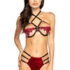 Strappy High-Waisted Velvet Bra Set