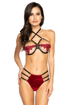 Strappy High-Waisted Velvet Bra Set -3 Wish Sexy Shop RLI339 37404 fd5ac108 965b 477f 9411 07e82b1e467a