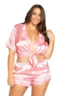Plus Size LOVE Satin Pajama Set