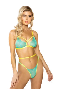 Strappy Neon Bra And Panty Set