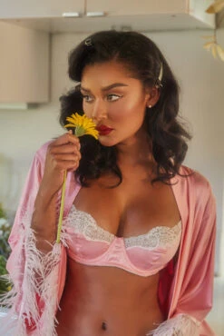 Lace And Satin Underwire Bra Set -3 Wish Sexy Shop RLI394 LI399 Pink ED2 08135