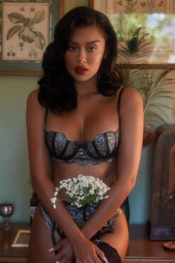 Metallic Lace Bra And Garter Set -3 Wish Sexy Shop RLI404 ED2 23445