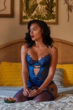 Embroidered Lace And Satin Bustier 9 Embroidered Lace And Satin Bustier -3 Wish Sexy Shop RLI408 ED4 43342